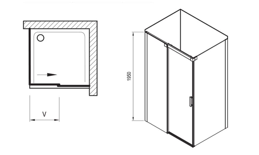 Ravak Matrix Sprchový kút 100x80 originálny transarentný satén MSDPS-100/80 0WPA4U00Z1 - galéria #1