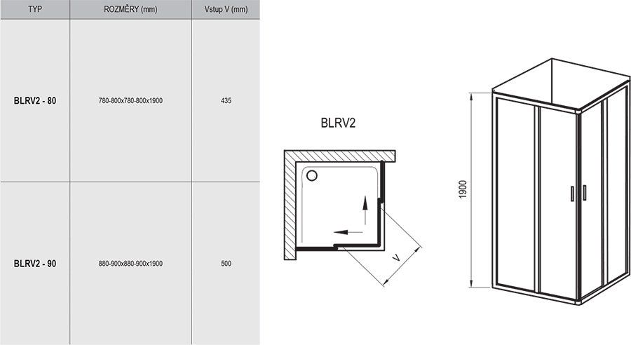 Ravak Blix Sprchový kút 80 x 80 cm, transparentný/satén BLRV2-80 1LV40U00Z1 - galéria #4