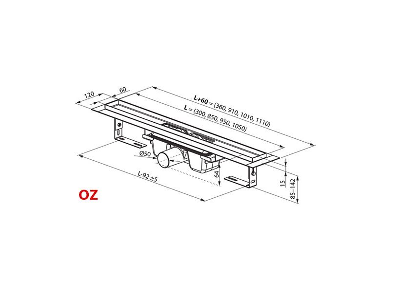 Ravak 10° Odtokový žlab 95 cm, nerez X01577 - galéria #1