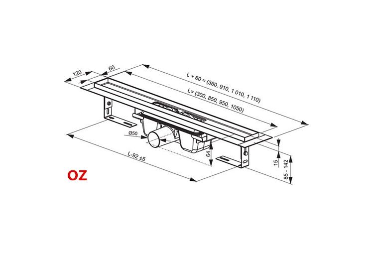 Ravak Chrome Odtokový žlab 75 cm, nerez X01621 - galéria #1