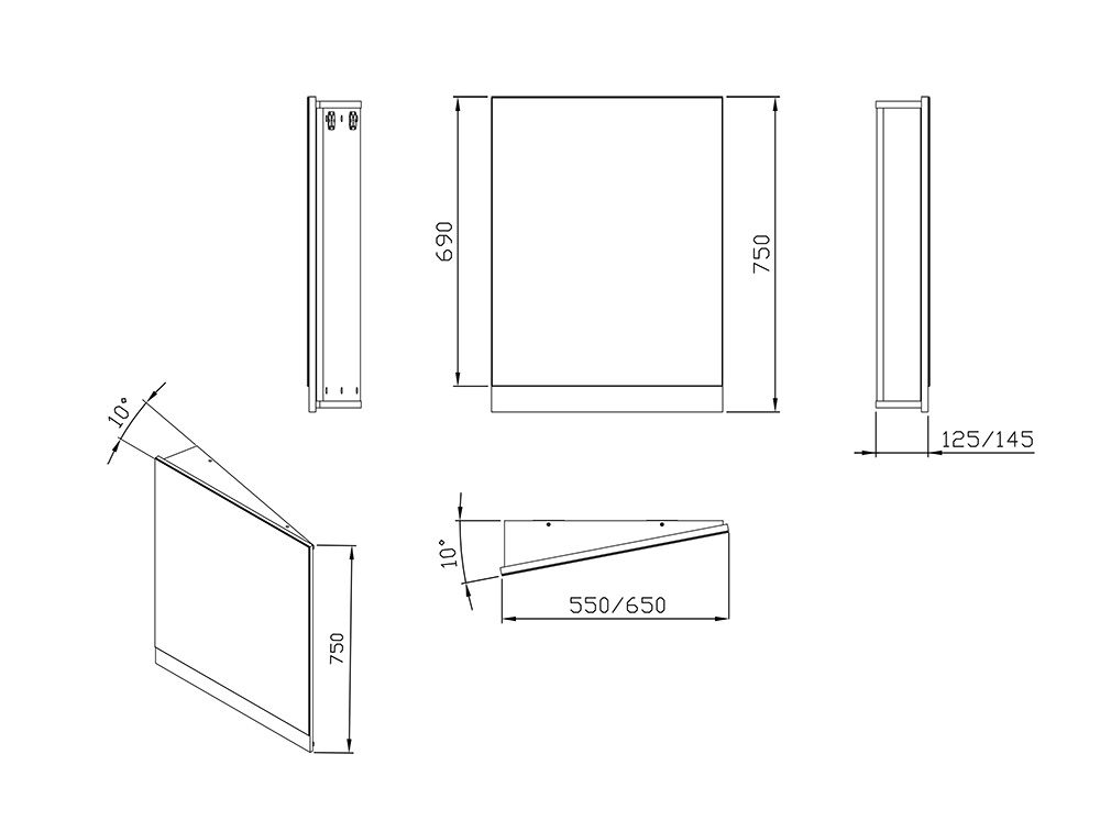 Ravak 10° Zrcadlo 65x75 cm rohové levé, bílá X000001076 - galéria #1