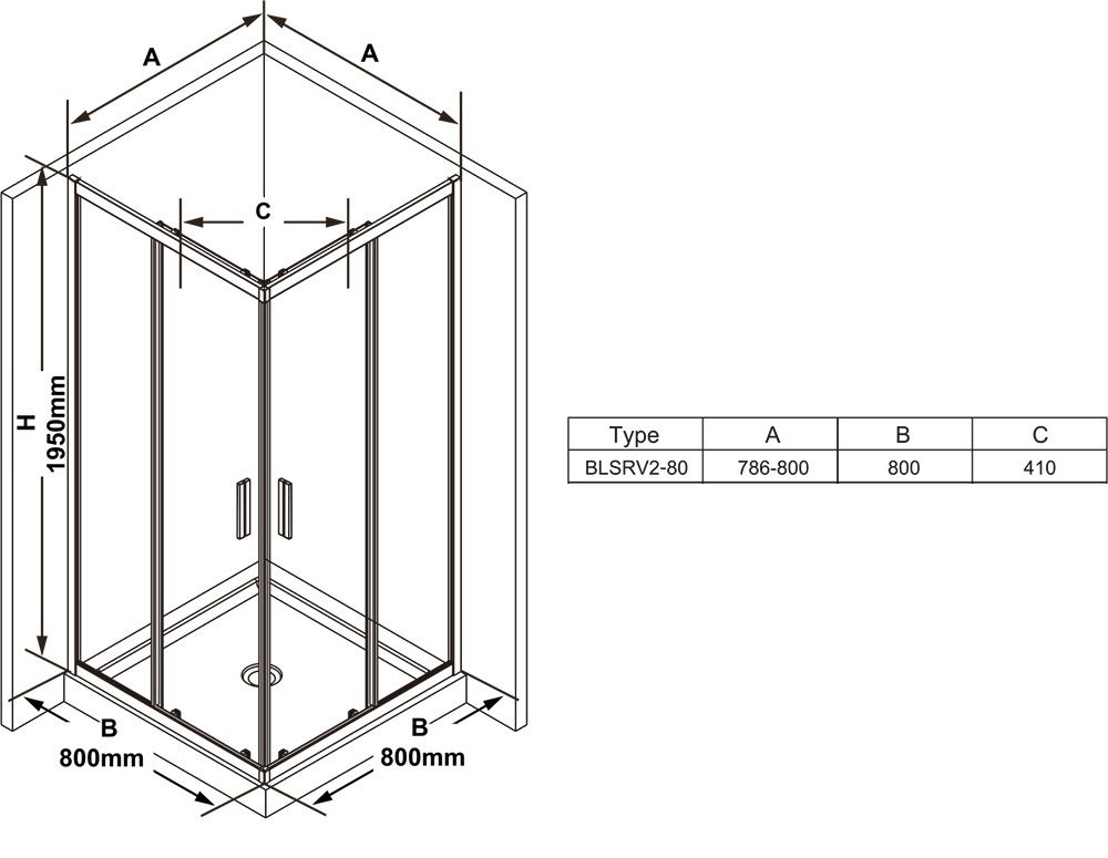 Ravak Sprchový kút 80 x 80 cm, čierne/čierne sklo BLSRV2-80BT X1LM40300Z1 - galéria #3