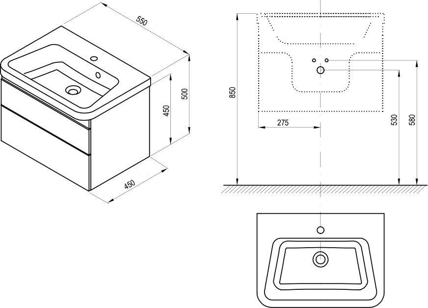 Ravak 10° II Skříňka pod umyvadlo 55 cm, bílá lesk X000001283 - galéria #3