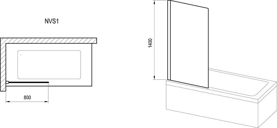 Ravak Nexty Kúpeľňová zástena 80 cm, čierna+transparentná NVS1-80 7O840300Z1 - galéria #1