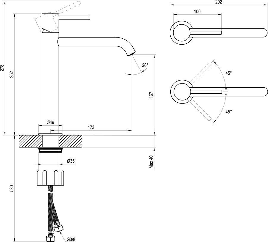 Ravak Espirit Umývadlová batéria vyššia, bez výpuste, Graphite Brushed ES014.20GB X070391 - galéria #2
