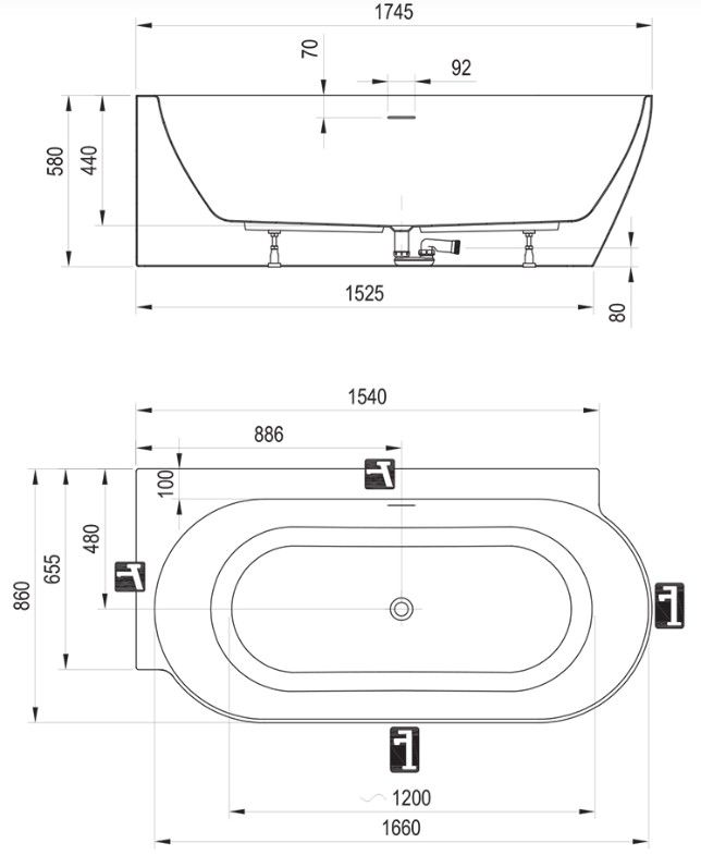 Ravak Freedom Corner II Tec Vaňa 175 × 86 cm, ľavá, biela CC91000000 - galéria #4
