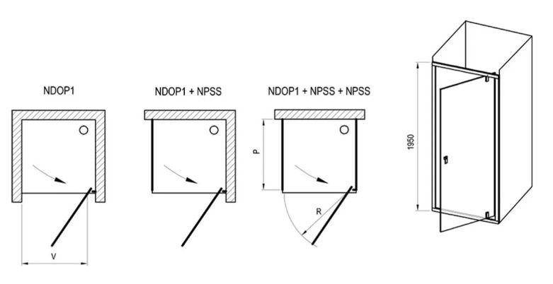 Ravak Nexty Sprchové dvere 90 cm, otočné, biele matné+priehľadné NDOP1-90 03O70E01Z1 - galéria #1