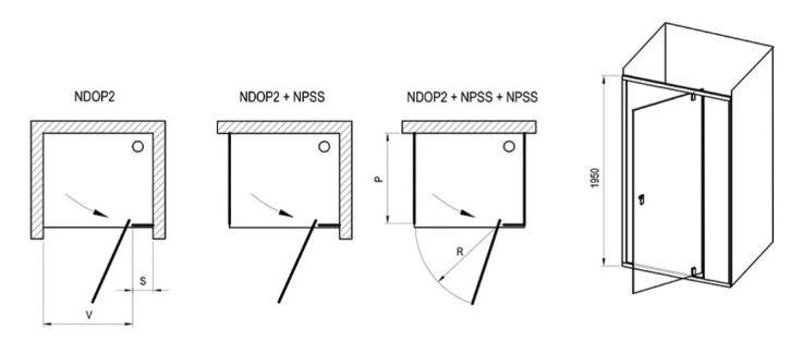 Sprchové dvere Ravak Nexty 100 cm, biele matné+priehľadné NDOP2-100 03OA0E01Z1 - galéria #1