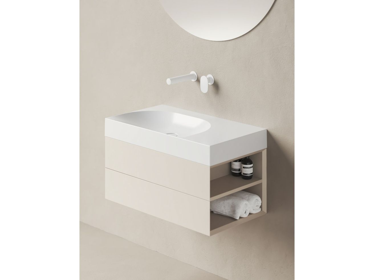Ravak Lite Umyvadlo 80x45 cm bez otvoru, bílá - odkládací plocha vpravo XJXP1380001 - galéria #2