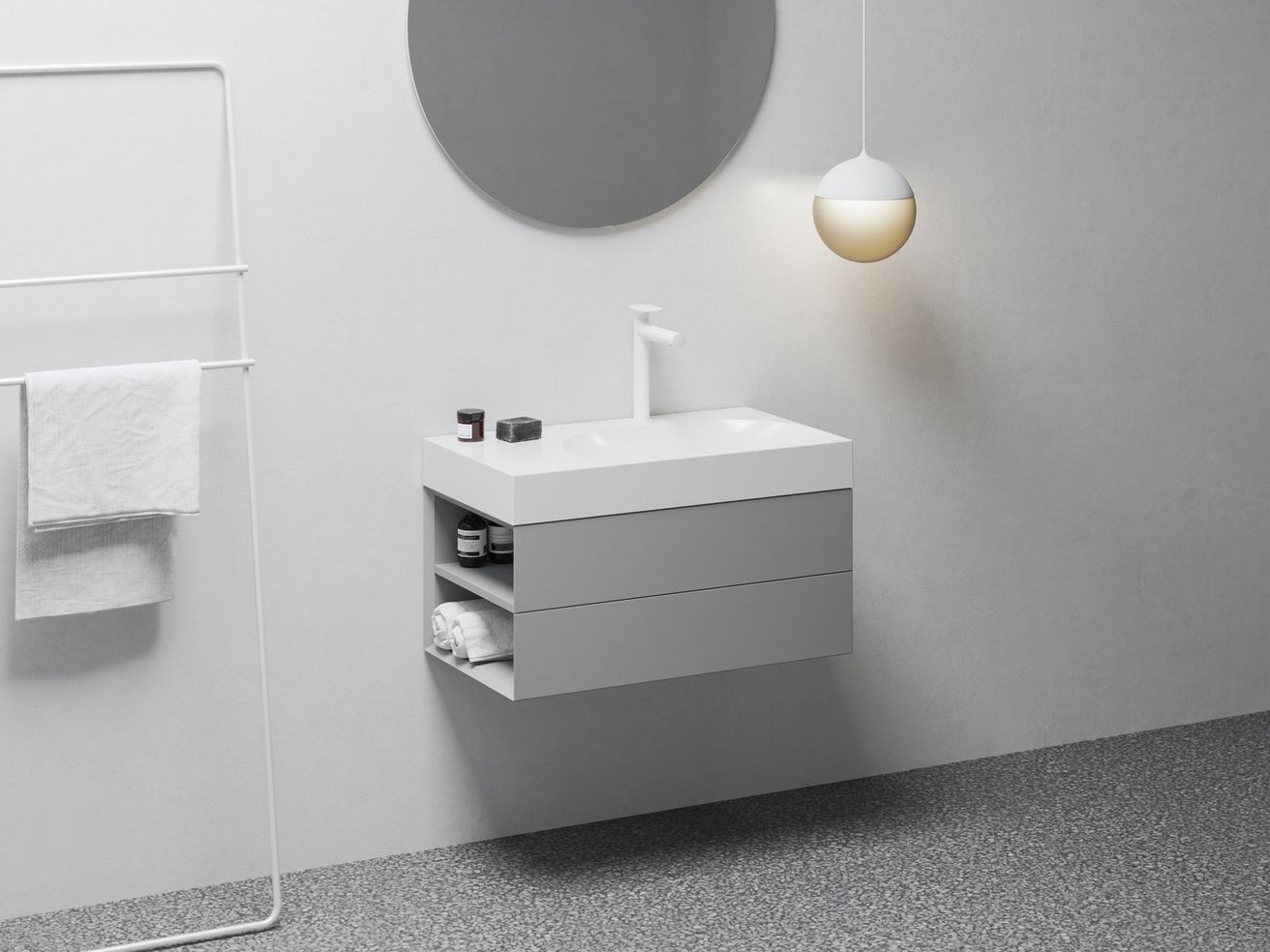 Ravak Lite Skříňka pod umyvadlo 80x45 cm s bočními poličkami, levá - smoke grey X000001877 - galéria #1