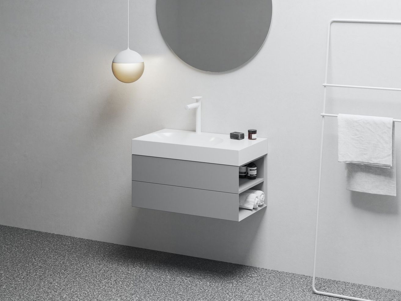 Ravak Lite Skříňka pod umyvadlo 80x45 cm s bočními poličkami, pravá - smoke grey X000001889 - galéria #1
