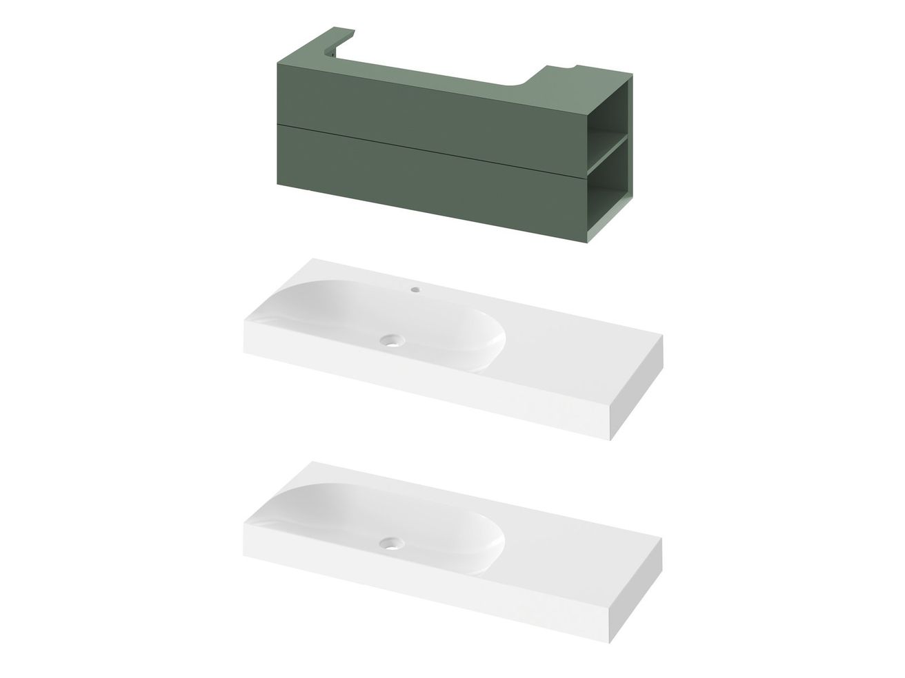 Ravak Lite Skříňka pod umyvadlo 120x45 cm s bočními poličkami, pravá - grey green X000001894 - galéria #1
