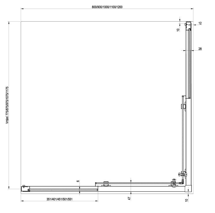 Ravak Blix II sprchový kút štvorcový 90x90 cm, Transparent, biely matný 1LM70E00Z1 NBLRV2-90 - galéria #3