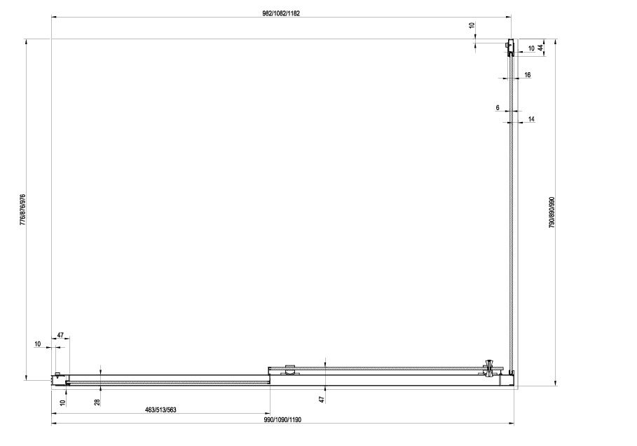 Ravak Blix II Bočná stena 90 cm, Transparent, chróm 9BM70C00Z1 NBLPS-90 - galéria #2