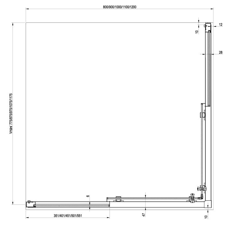 Ravak Blix II Sprchový kút 1/2 80 cm, Transparent, chróm 1XM40C00Z1 NBLRV2K-80 - galéria #2