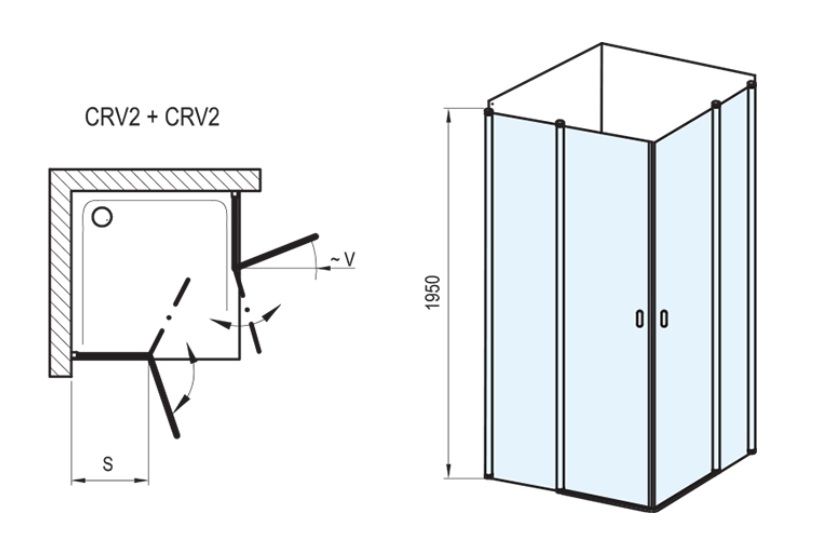 Ravak Chrome Sprchové dvere 110 Transparent, čierna 1QVD0300Z1 CRV2-110 - galéria #4