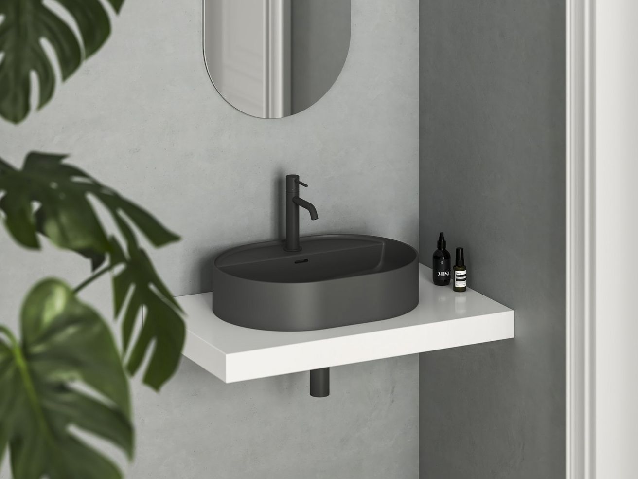 Ravak Ceramic Slim Shelf O Umývadlo 55 x 40 cm, antracit XJX03155001 - galéria #1