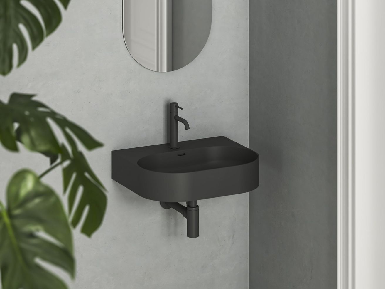 Ravak Ceramic Slim Wall O Umývadlo 55 x 45 cm, čierna matná XJX0D155003 - galéria #1