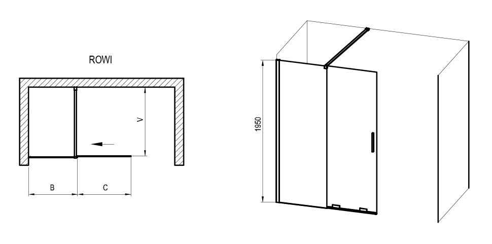 Ravak Roll Rowi Walk-in posuvný, 120 cm, transparentný/čierny X9WVG0300Z1 - galéria #3