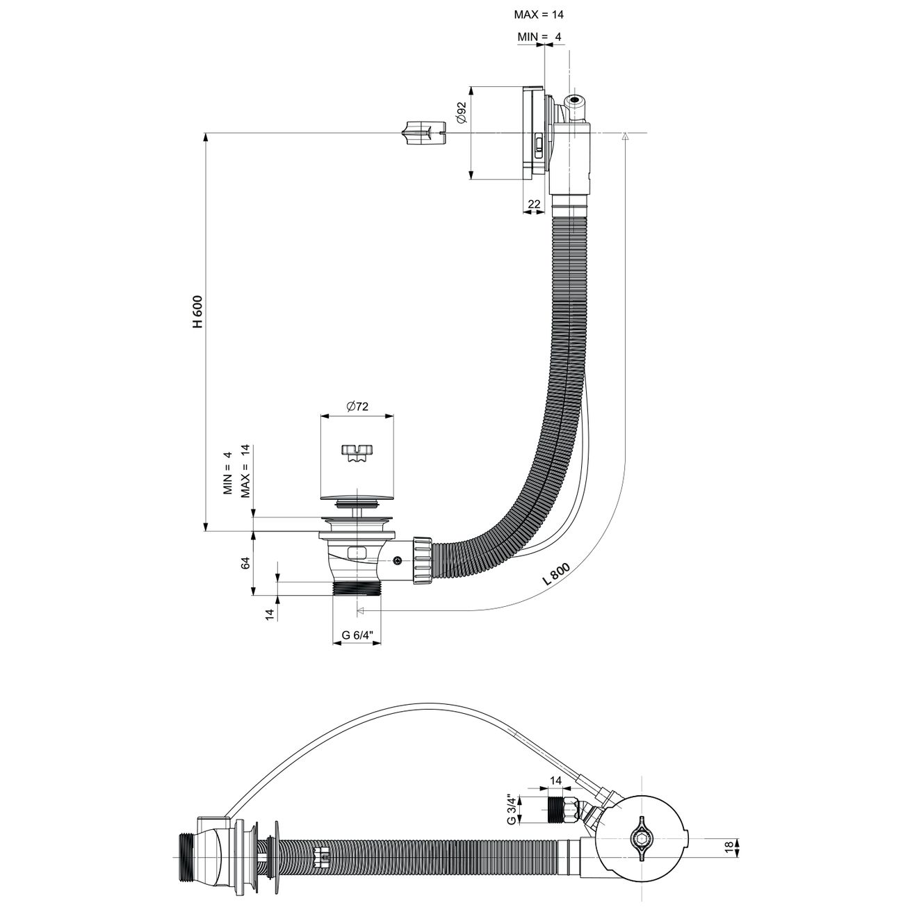 Polysan Vaňová súprava s napúšťaním 80 cm, zlatá 71853.90 - galéria #3