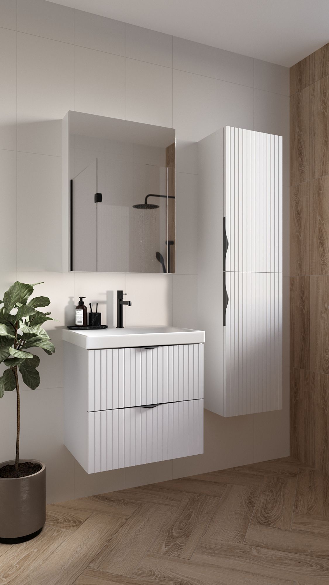 Cersanit Tirso Vysoká skrinka, 40 cm, biela matná S1015-010 - galéria #5