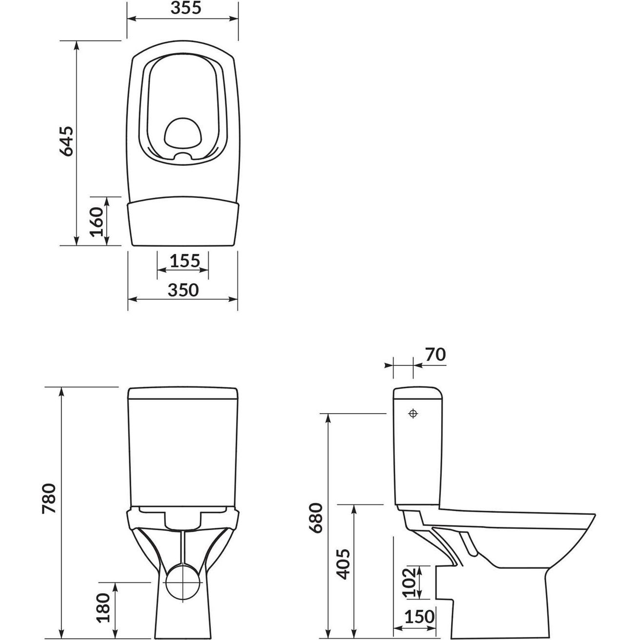 Cersanit Carina WC kombi CleanOn včetně sedátka SoftClose, duroplast, bílá K31-044 - galéria #1