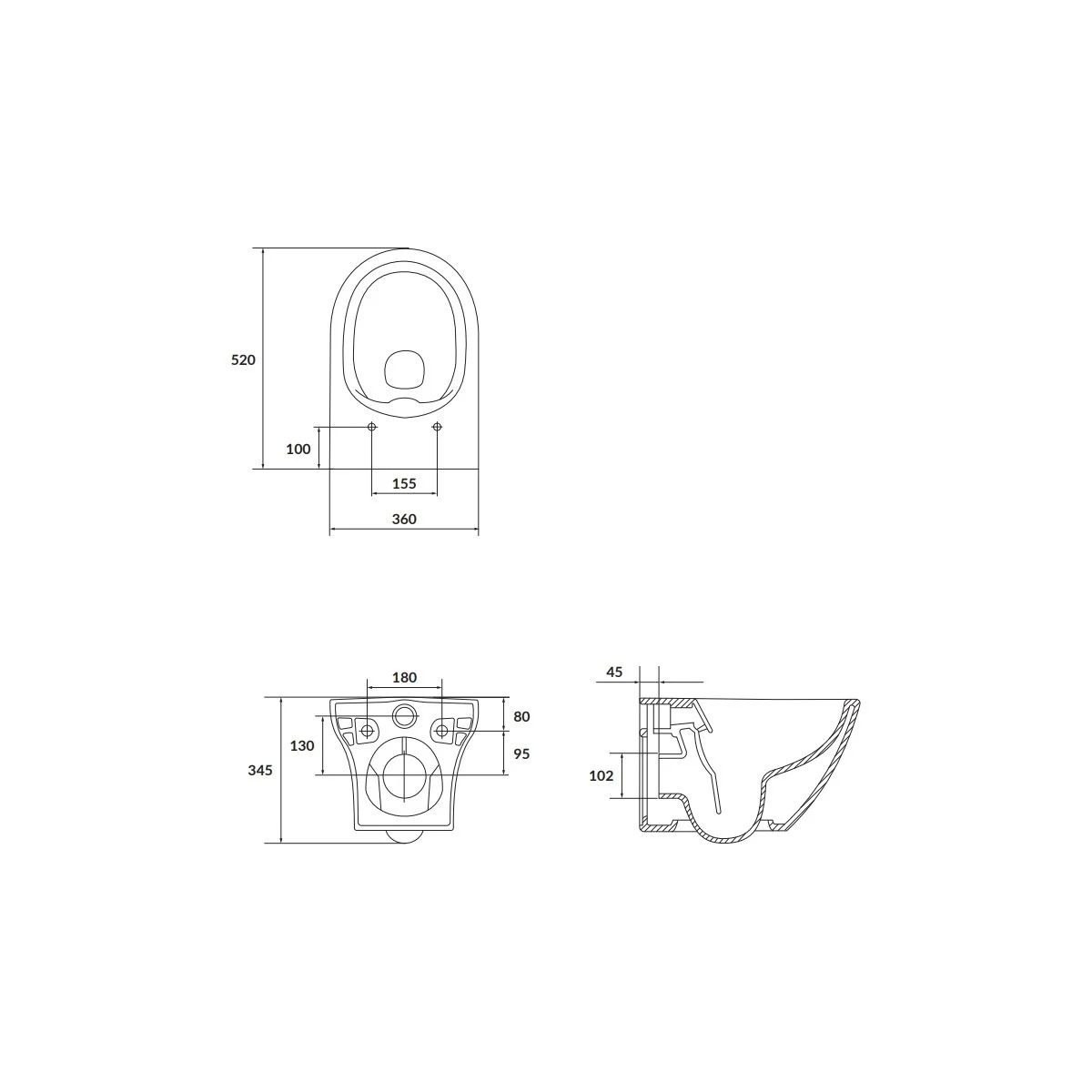 Cersanit Larga WC závěsné CleanOn včetně sedátka Slim Soft Close, duroplast, antracit S701-610 - galéria #3