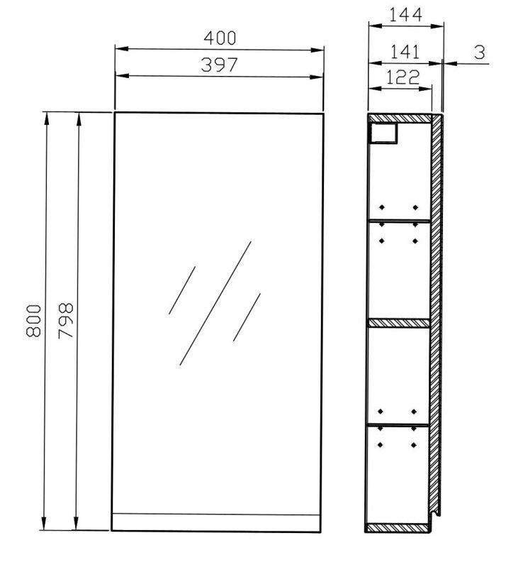 Cersanit Moduo Zrkadlová skrinka 40 cm, biela S590-032-DSM - galéria #2