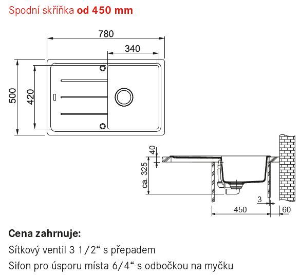 Franke Basis BFG 611-78 Granitový drez s odkapávačom, obojstranný, 78x50cm, biely led, 114.0285.168 - galéria #1