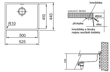 Franke Sirius SID 110-50 Tektonitový drez bez odkvapkávača, 52,5x44cm, biely led, 125.0363.788 - galéria #1