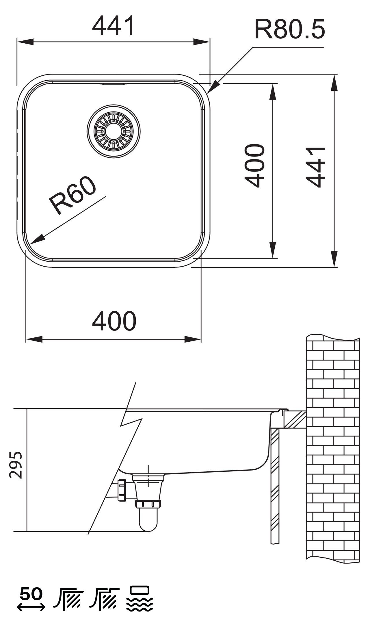Franke Smart SRX 210/610-40 Nerezový drez, 44,1x44,1 cm, bez odkvapkávača, 127.0698.242 - galéria #1