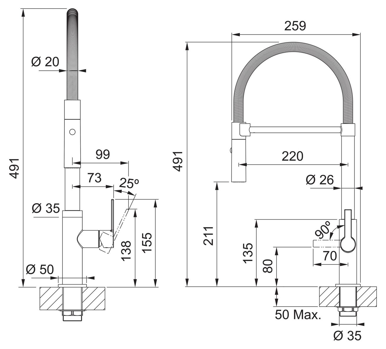 Franke Maris Dřezová baterie se sprškou, chrom, FS2845.031 - galéria #5