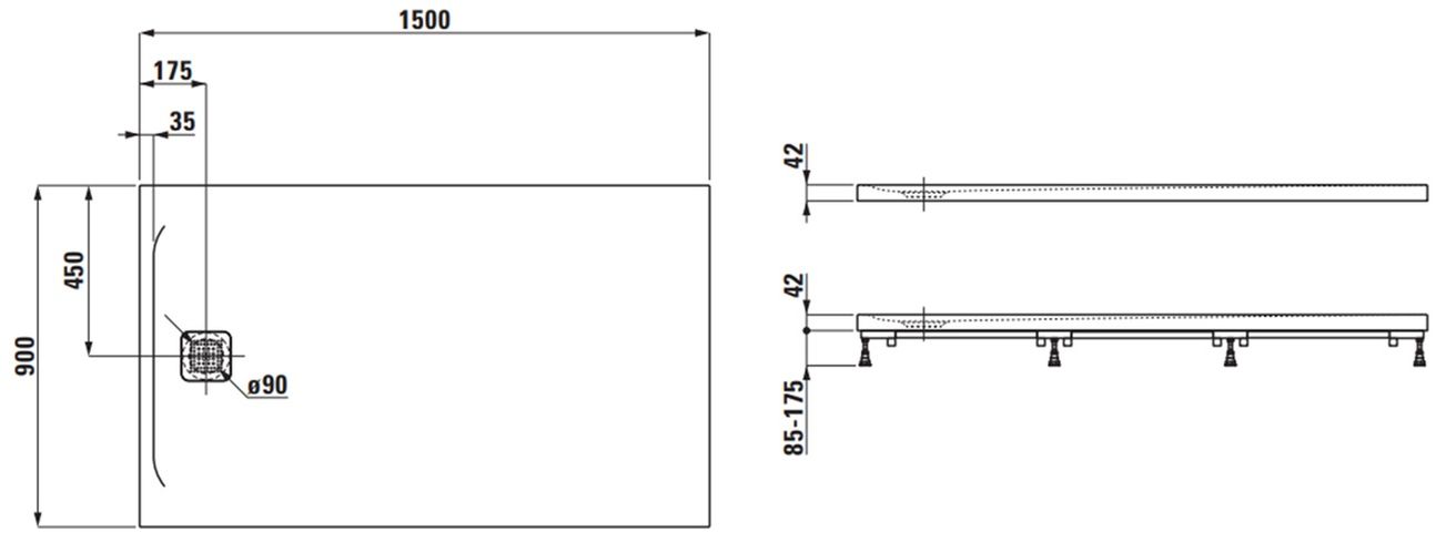 Laufen Pro Sprchová vanička 150x90 cm, béžová matná H2139521860001 - galéria #1