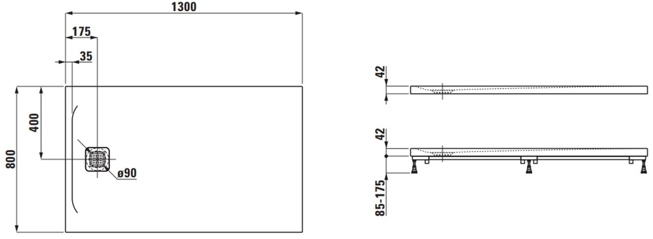 Laufen Pro Sprchová vanička 130x80 cm, béžová matná H2159551860001 - galéria #1