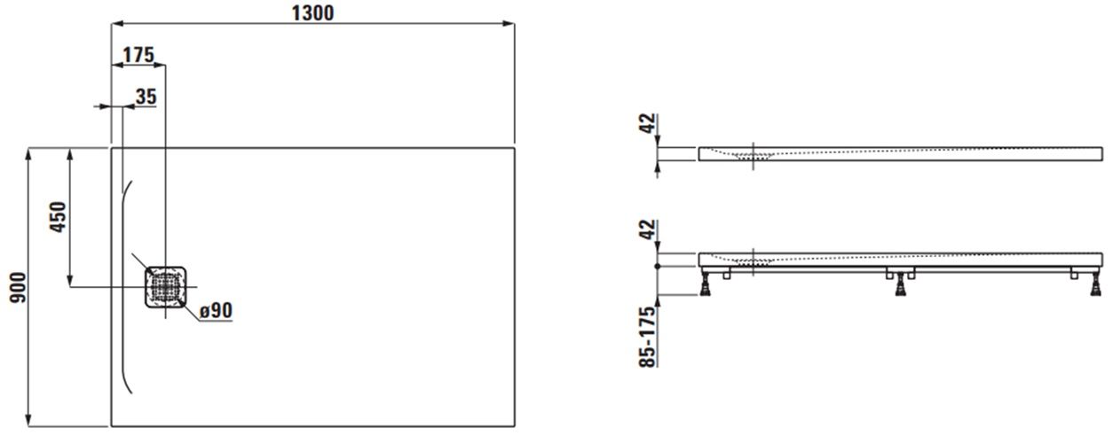 Laufen Pro Sprchová vanička 130x90 cm, béžová matná H2159581860001 - galéria #1