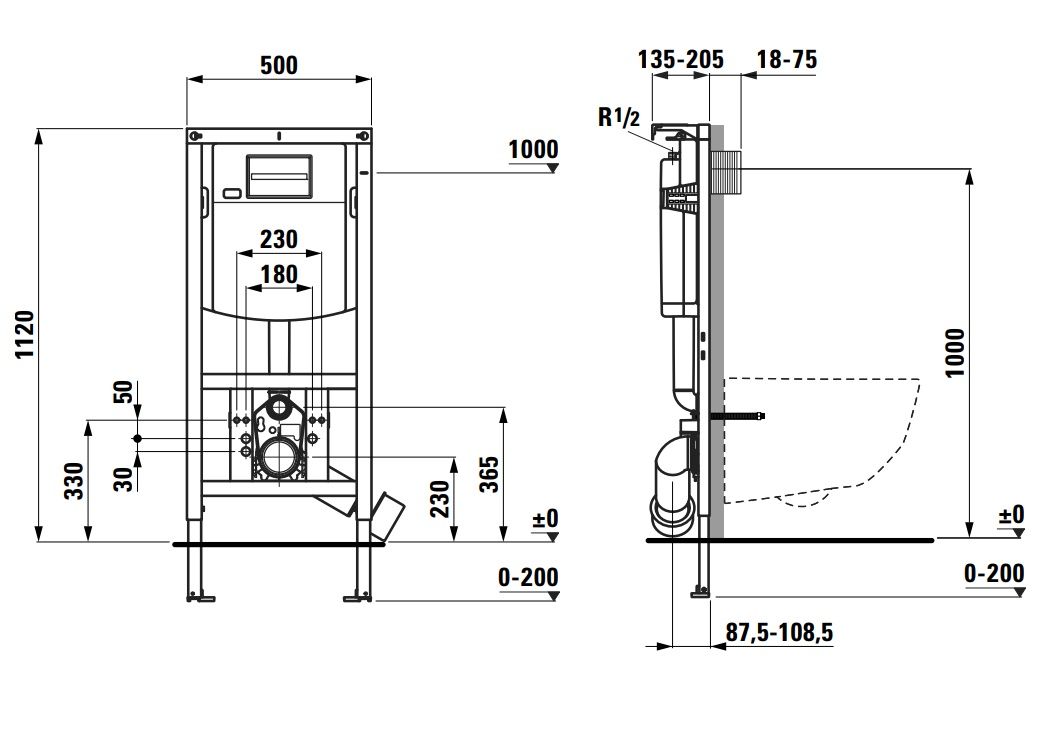 Laufen Set modulu do sadrokartónu, WC Ardo, WC doska a tlačidlo, čierna matná - galéria #2