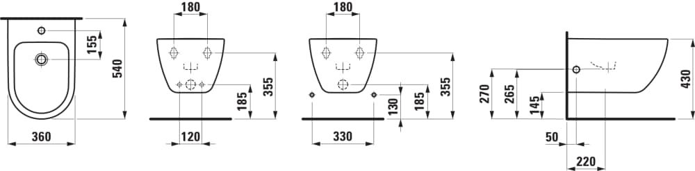Laufen Pro X Zavesený bidet, matná biela H8308607573021 - galéria #9