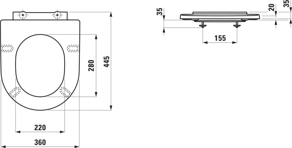 Laufen Pro X Záchodová doska bez veka, matná čierna H8918647160001 - galéria #1