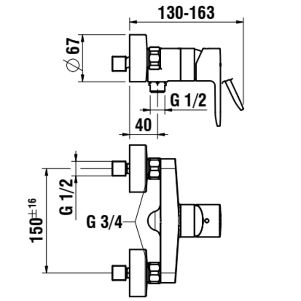 Laufen Pro X Nástenná sprchová batéria s ručnou sprchou, matná čierna HF506950198600 - galéria #1