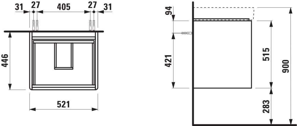 Laufen Base 2.0 Skříňka pod umyvadlo 52 cm, bílá lesk H4112421082611 - galéria #1