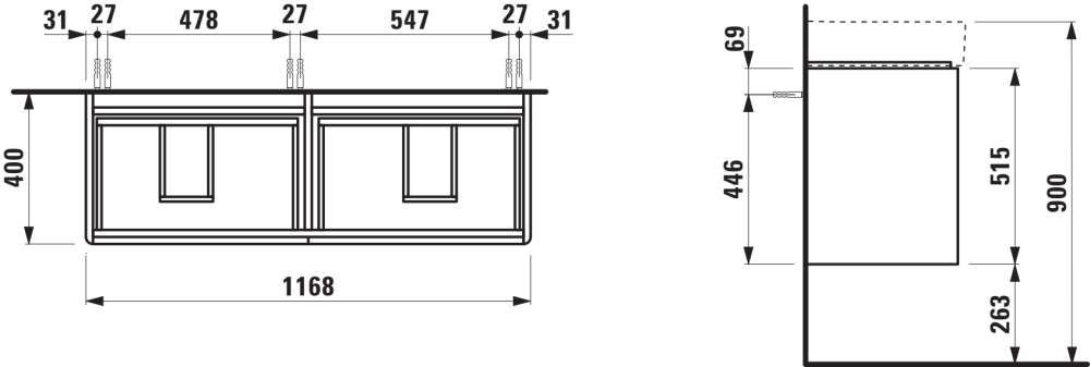 Laufen Base 2.0 Skříňka pod umyvadlo 117 cm, bílá mat H4114241082601 - galéria #1