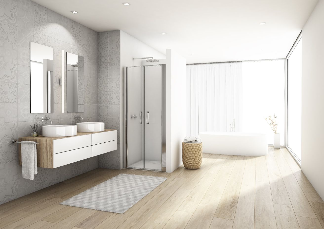 Ronal Divera Sprchové dveře 70 cm lítací 2 dílné, aluchrom/čiré D22T20705007 - galéria #4
