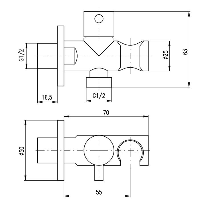 RAV Slezák Držiak sprchy s ventilom, chróm MD0770 - galéria #1