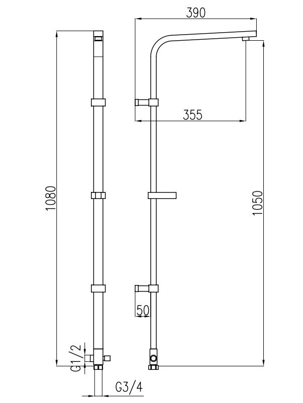 RAV Slezák Sprchová tyč 108 cm s ramenom, chróm MD0633 - galéria #1