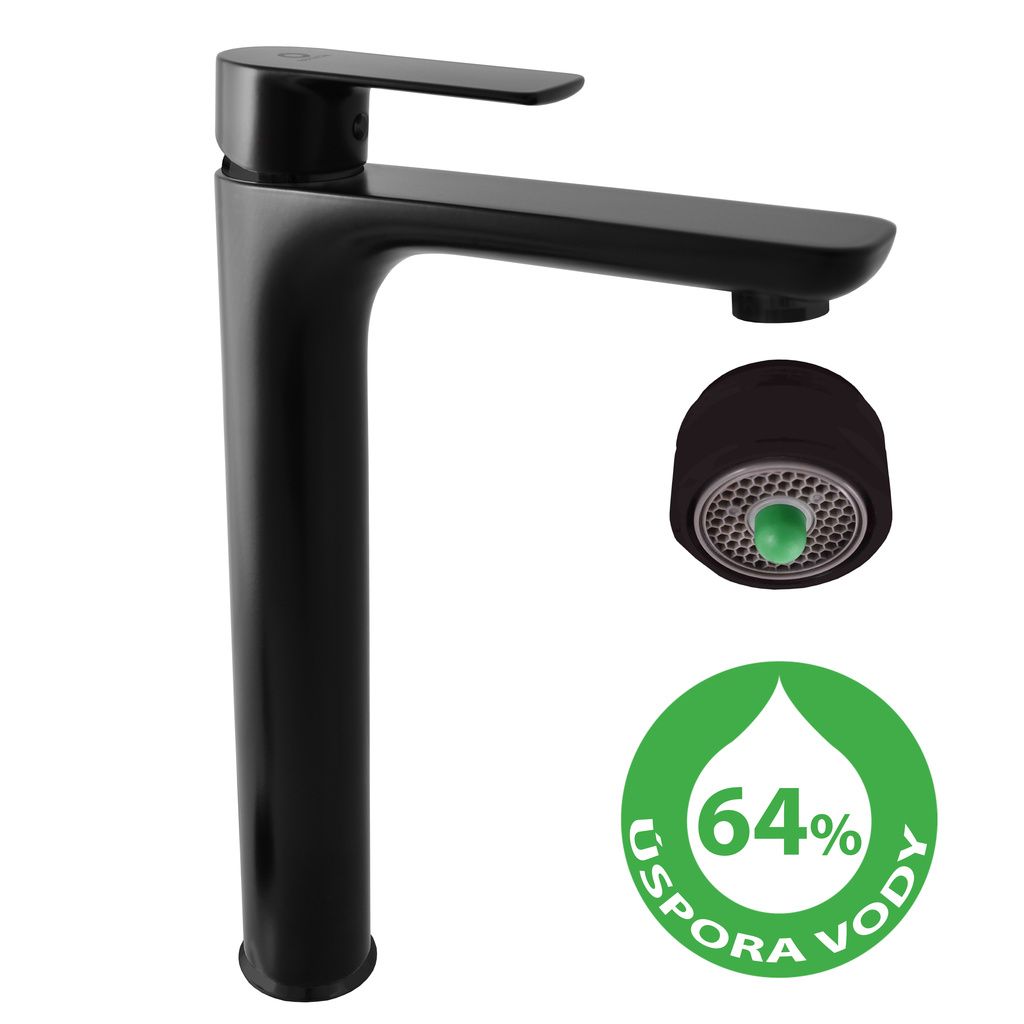 RAV Slezák Vltava ECO Vysoká umývadlová batéria, čierna matná VTE430.0CMAT - galéria #1