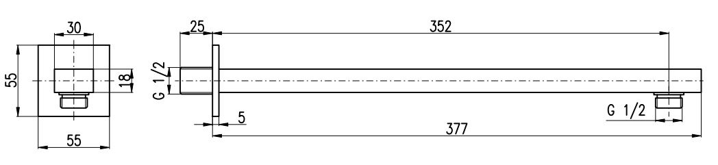 RAV Slezák Sprchové rameno 38 cm, matná čierna MD0450CMAT - galéria #1