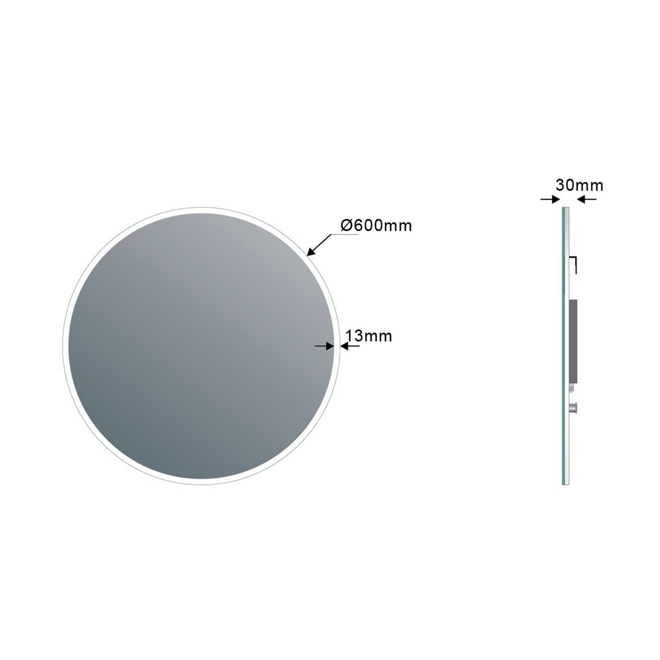 Sapho Viso Zrkadlo okrúhle s LED osvetlením, 60 cm, VS060 - galéria #3