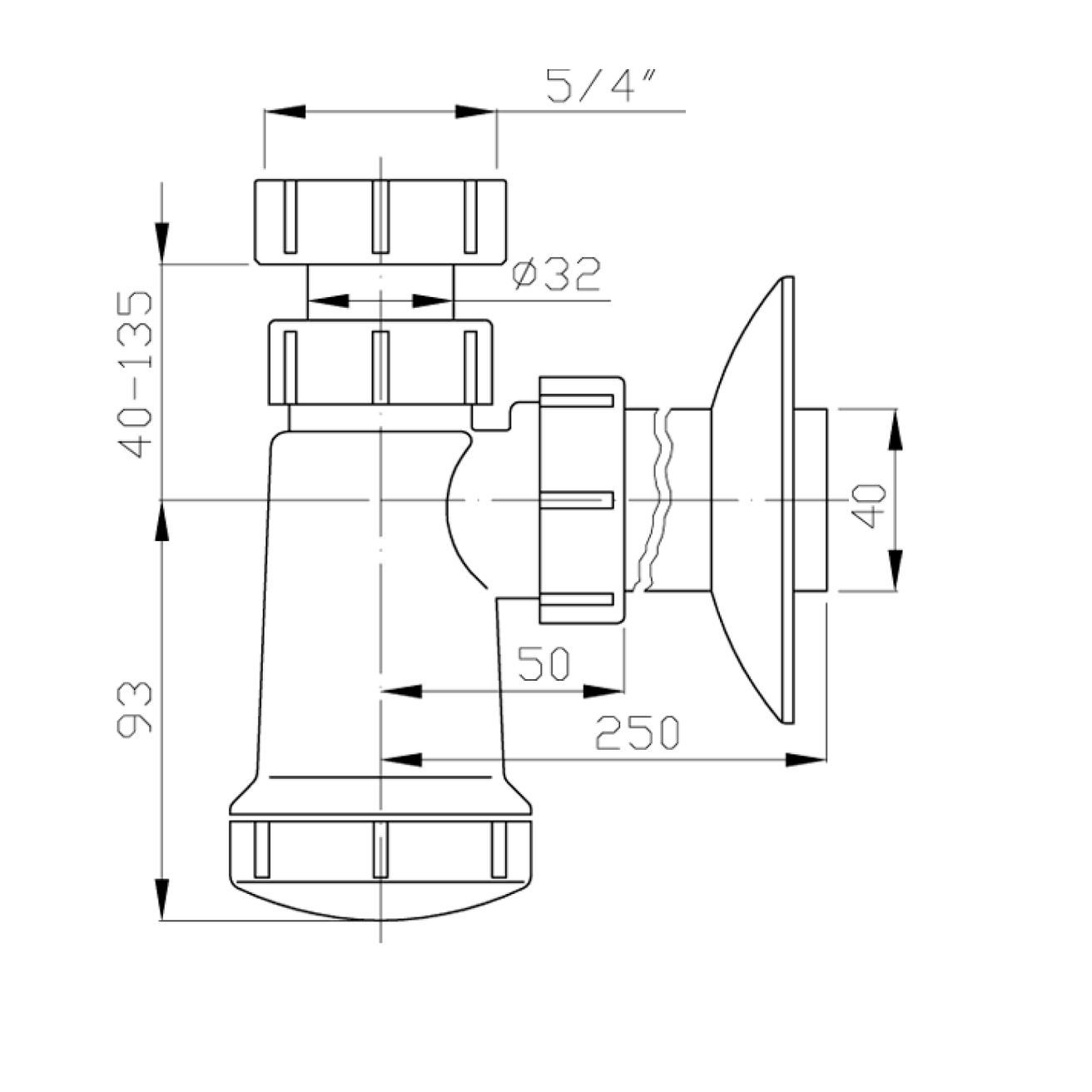 Brucker Umyvadlový sifón 5/4", DN40, biely 151.109.0 - galéria #2