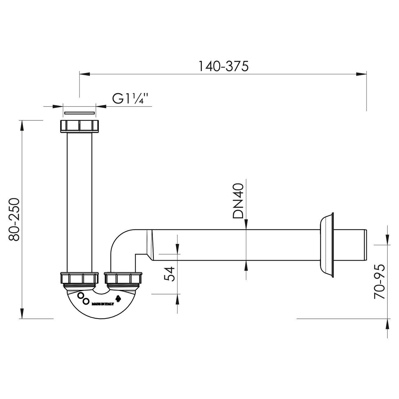 Bruckner Umývadlový sifón 5/4", nízky, DN40, biely 151.125.0 - galéria #1