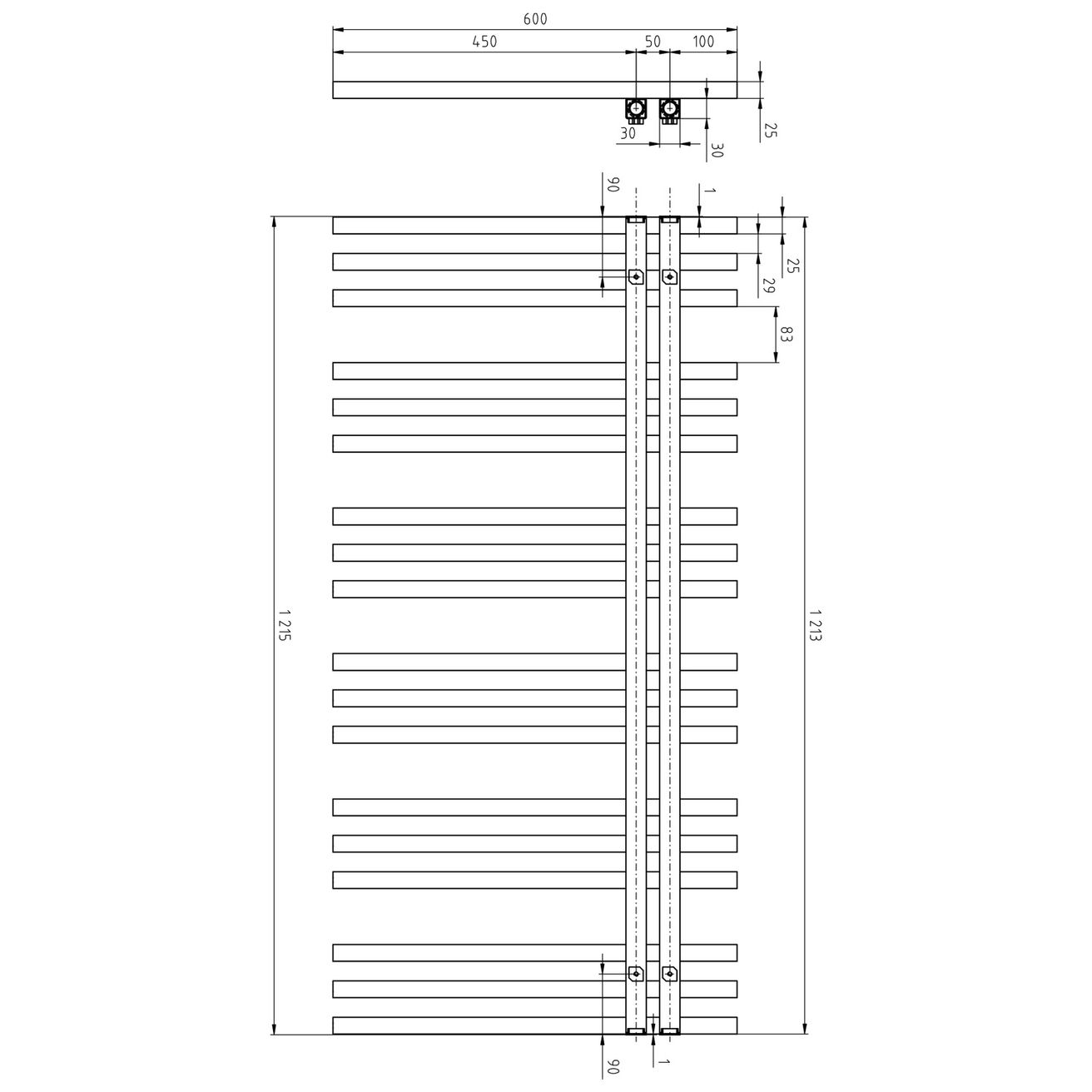 Sapho Sophina IR702 Radiátor kombinovaný, 60x121,5cm, čierny mat - galéria #5